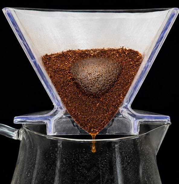 Кофе в воронке V60 во время заваривания